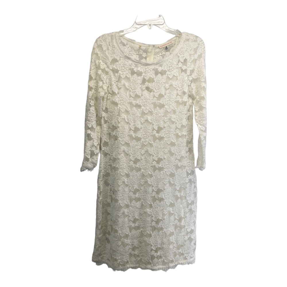 Rebecca Taylor lace dress 6  longsleeve lace overlay dress lined w slip dress